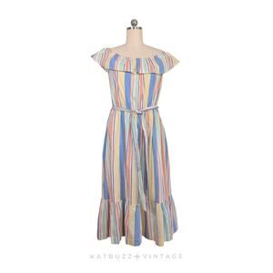 Draper James Maxi Dress XXL Stripe Off Shoulder Ruffle Preppy Beachy Sundress